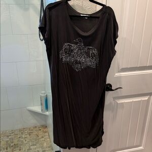 Double Zero Black Midi Dress with Graphic Design